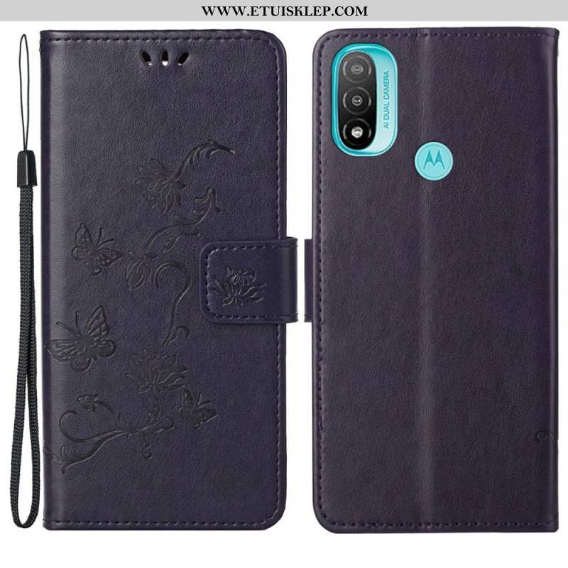 Etui Folio do Moto G71 5G Azjatyckie Motyle I Kwiaty